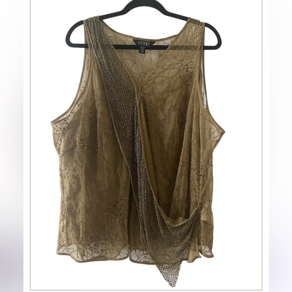 Plus Size Lauren Ralph Lauren Sleeveless Embellished Blouse Size 2X - Picture 2 of 10